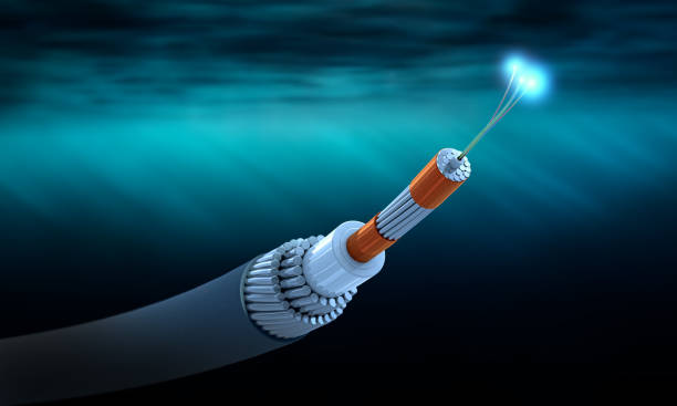 Cross section of a submarine communications cable – 3d illustration fibre